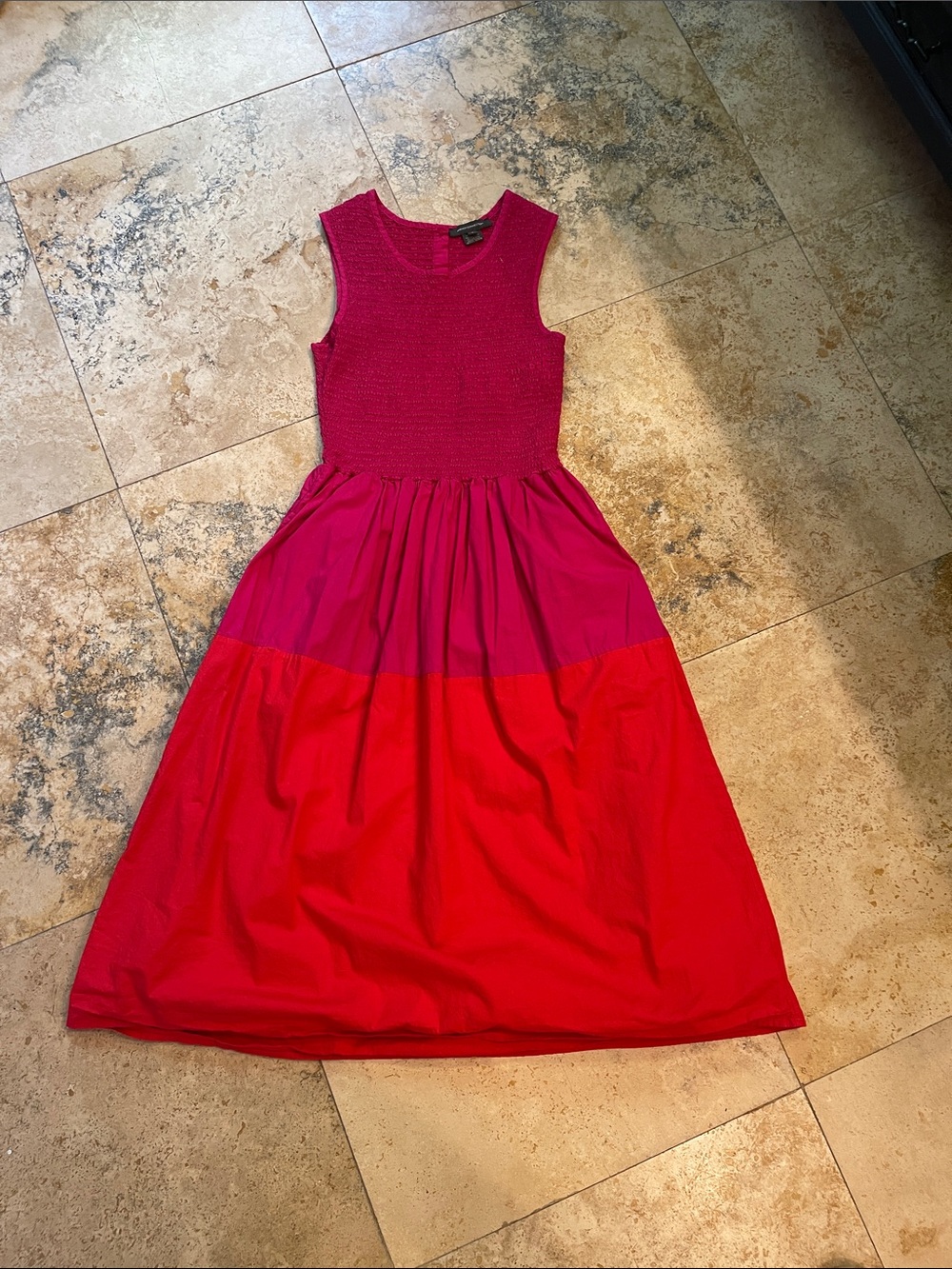 Sleeveless orange RedPink Midi Dress sz 2 like reformation french connection